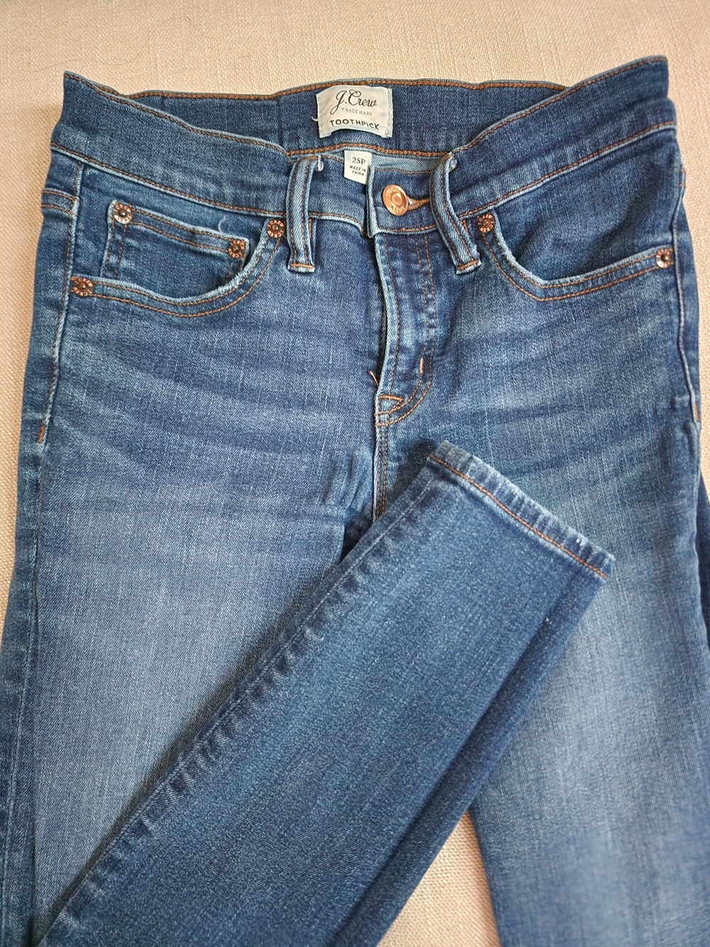 J. Crew Toothpick Skinny Jeans in Medium Blue Wash - 2 Petite